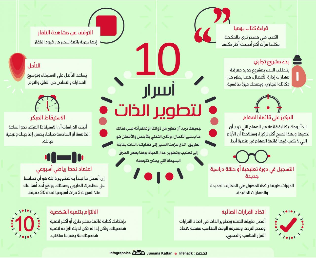 10 أسرار لتطوير الذات صحيفة مكة انفوجرافيك تطويرالذات Learning Websites Self Development Books Learn English Words